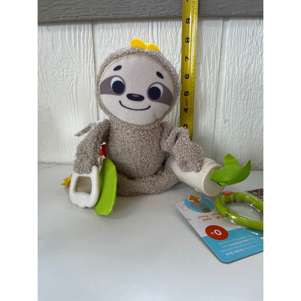 Fisher Price Slow Much Fun‎ Stroller Sloth Plush Toy Ring Clip On